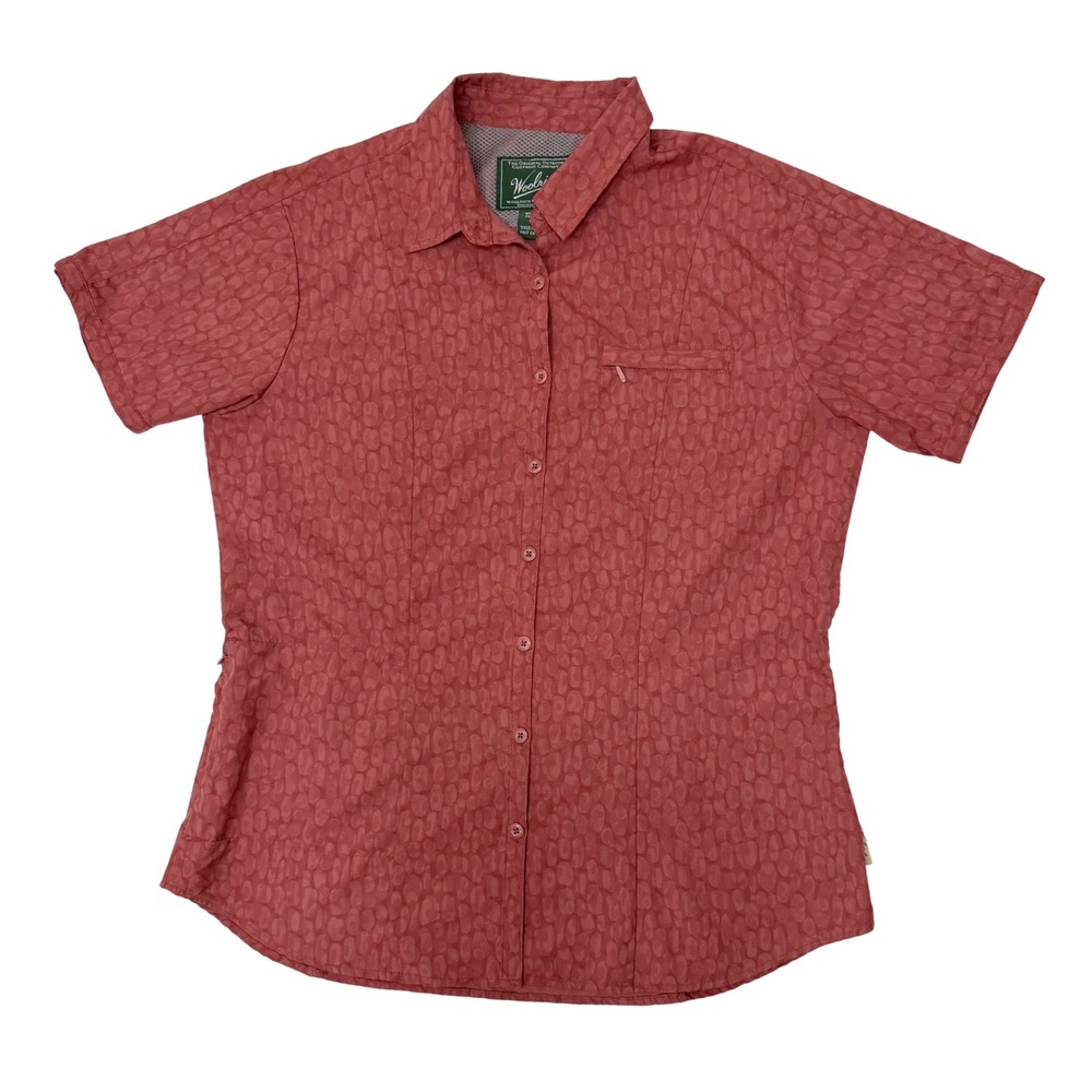Woolrich Button Down Hiking Shirt Zipper Pockets Lighter Raisin Gorpcore Medium